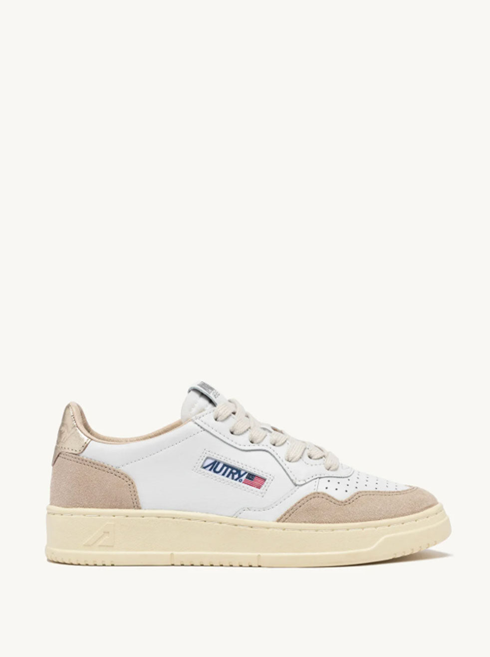AUTRY - White/Pink/Gold with Beige Suede