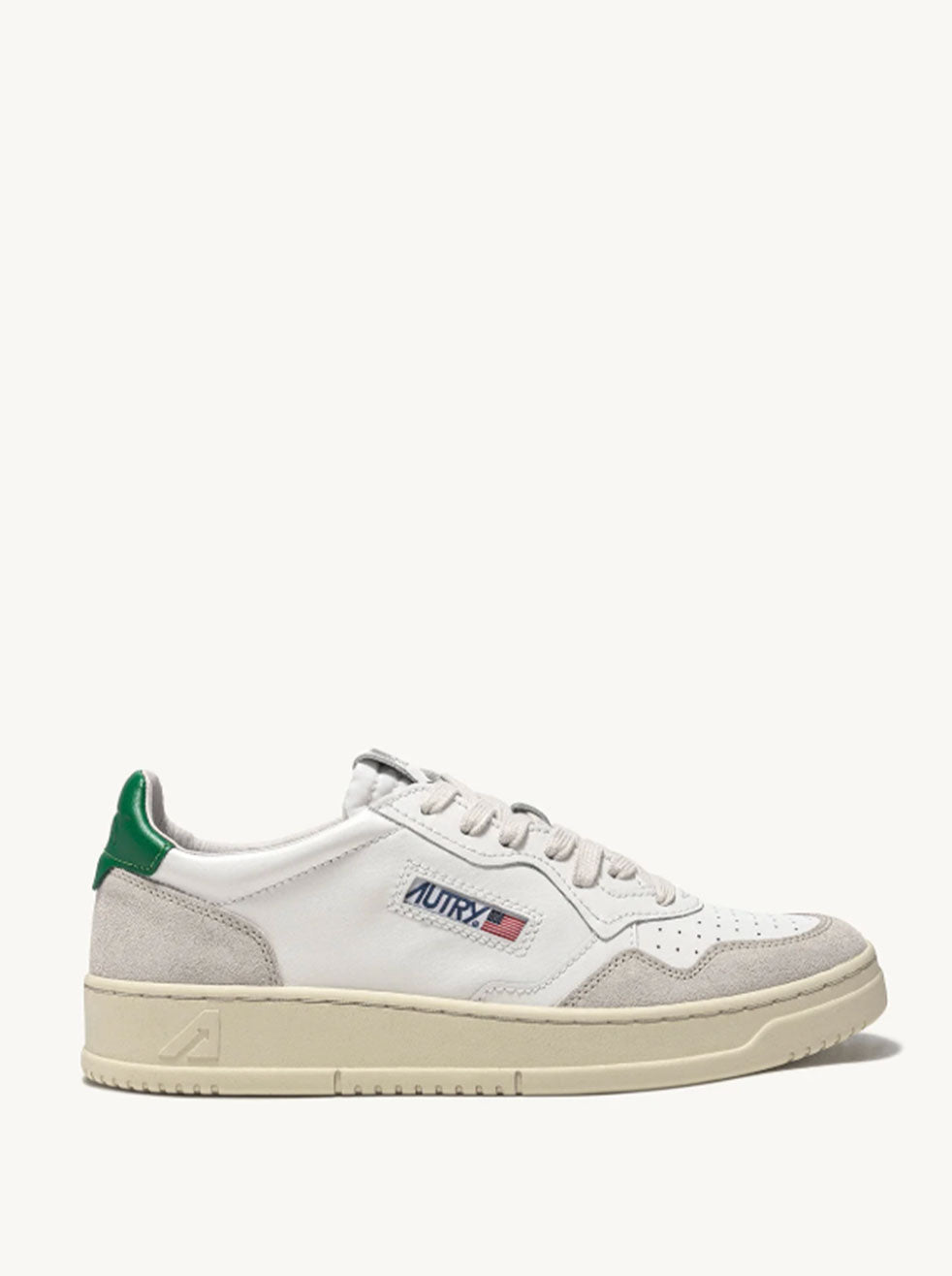 AUTRY - White/Green with Beige Suede