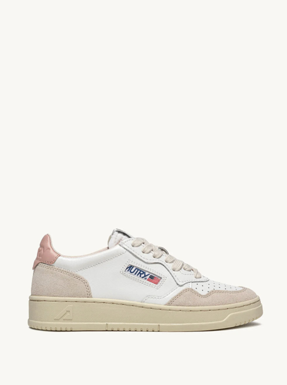 AUTRY - White/Pink with Beige Suede