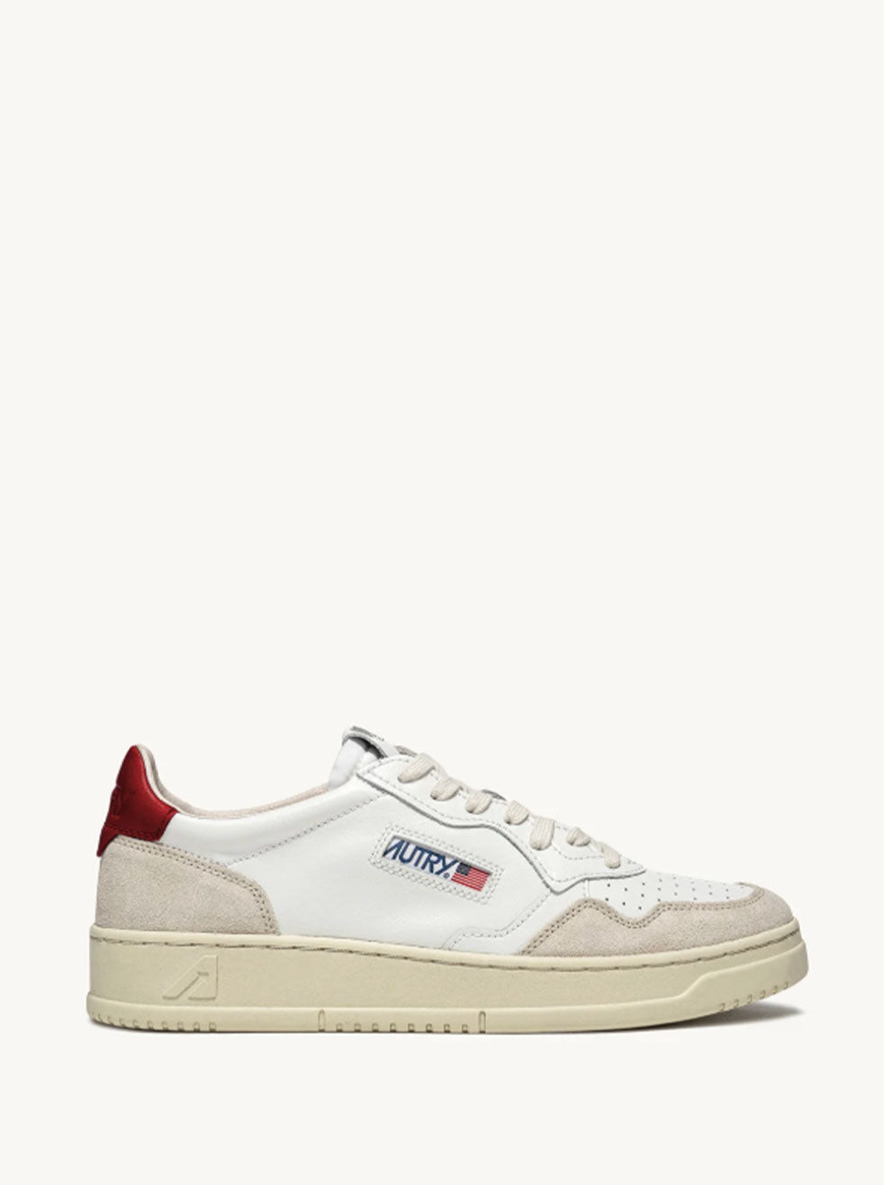 AUTRY - White/Red with Beige Suede