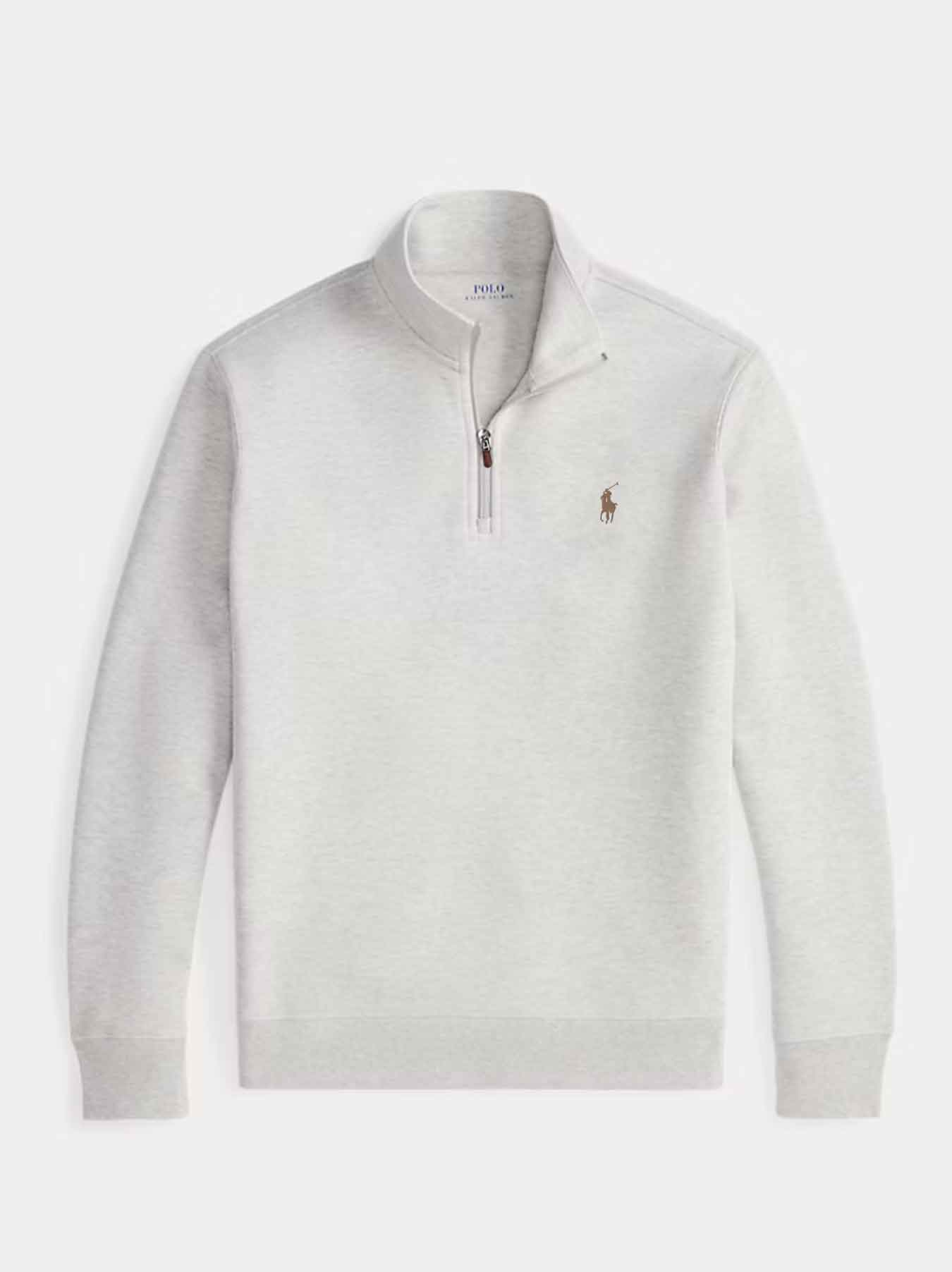 Polo Ralph Lauren - Halb-Reißverschluss Pullover - Hellgrau