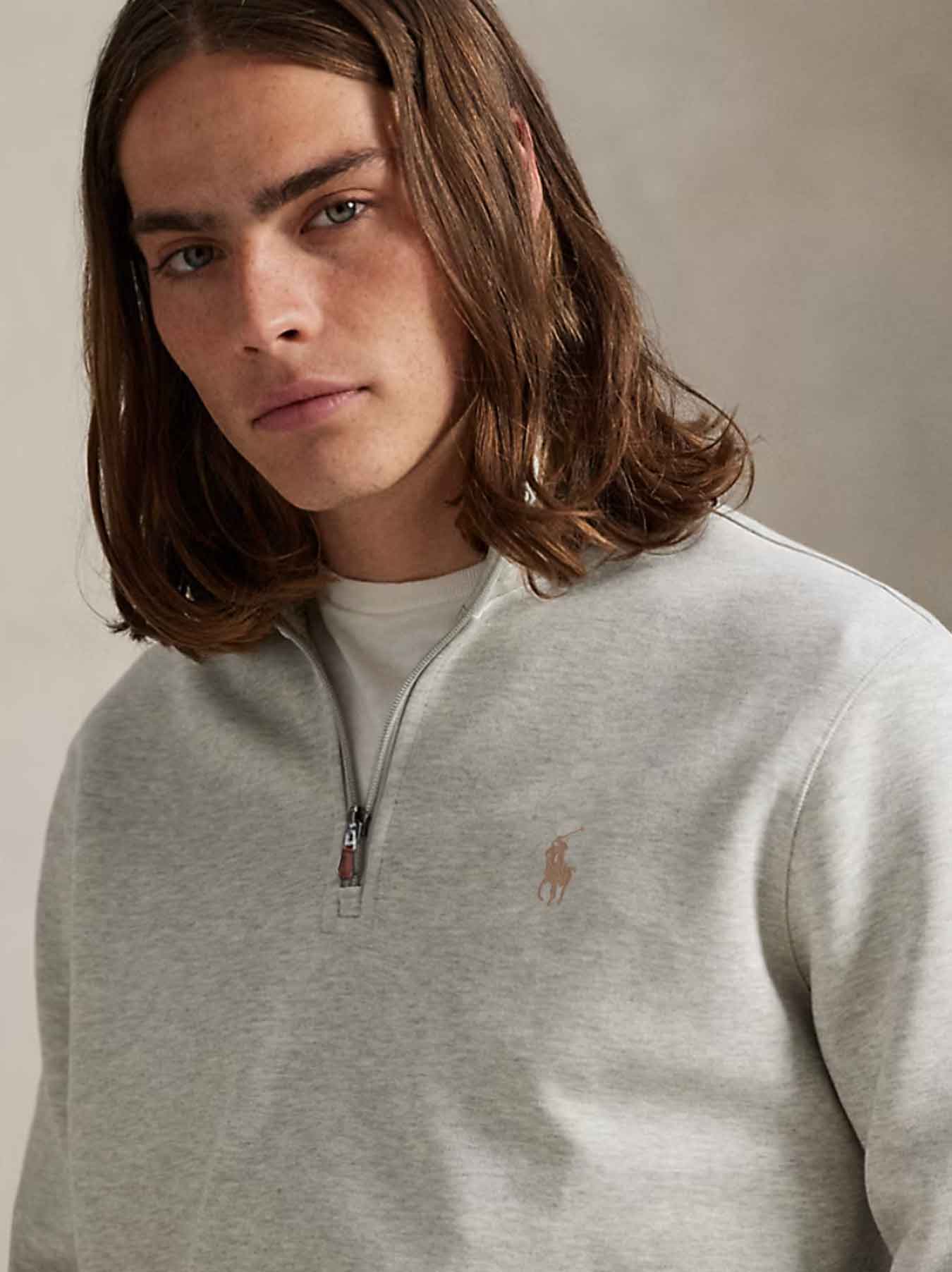 Polo Ralph Lauren - Halb-Reißverschluss Pullover - Hellgrau