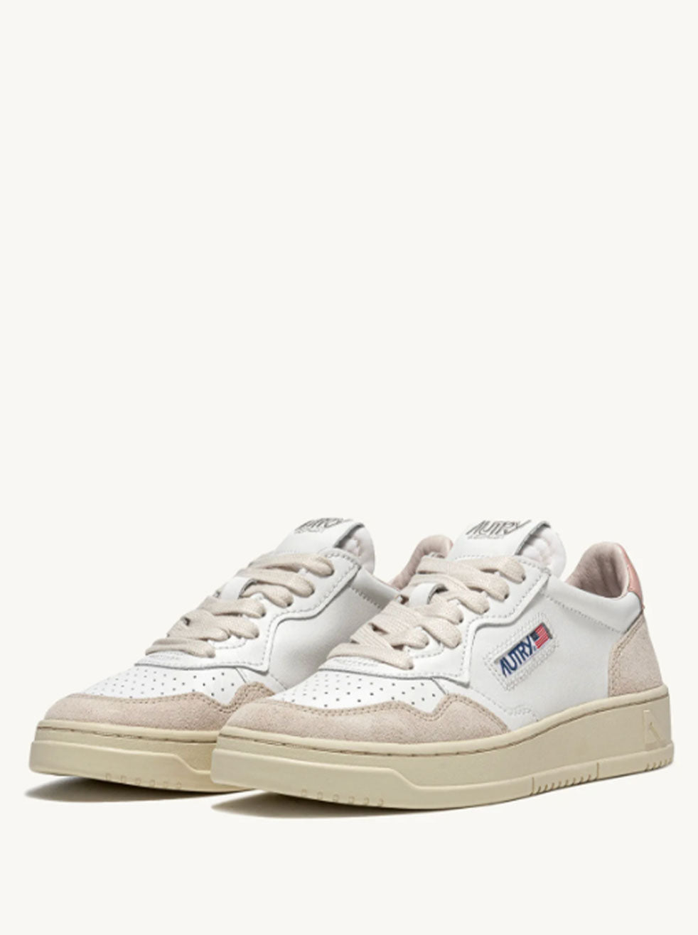 AUTRY - White/Pink with Beige Suede