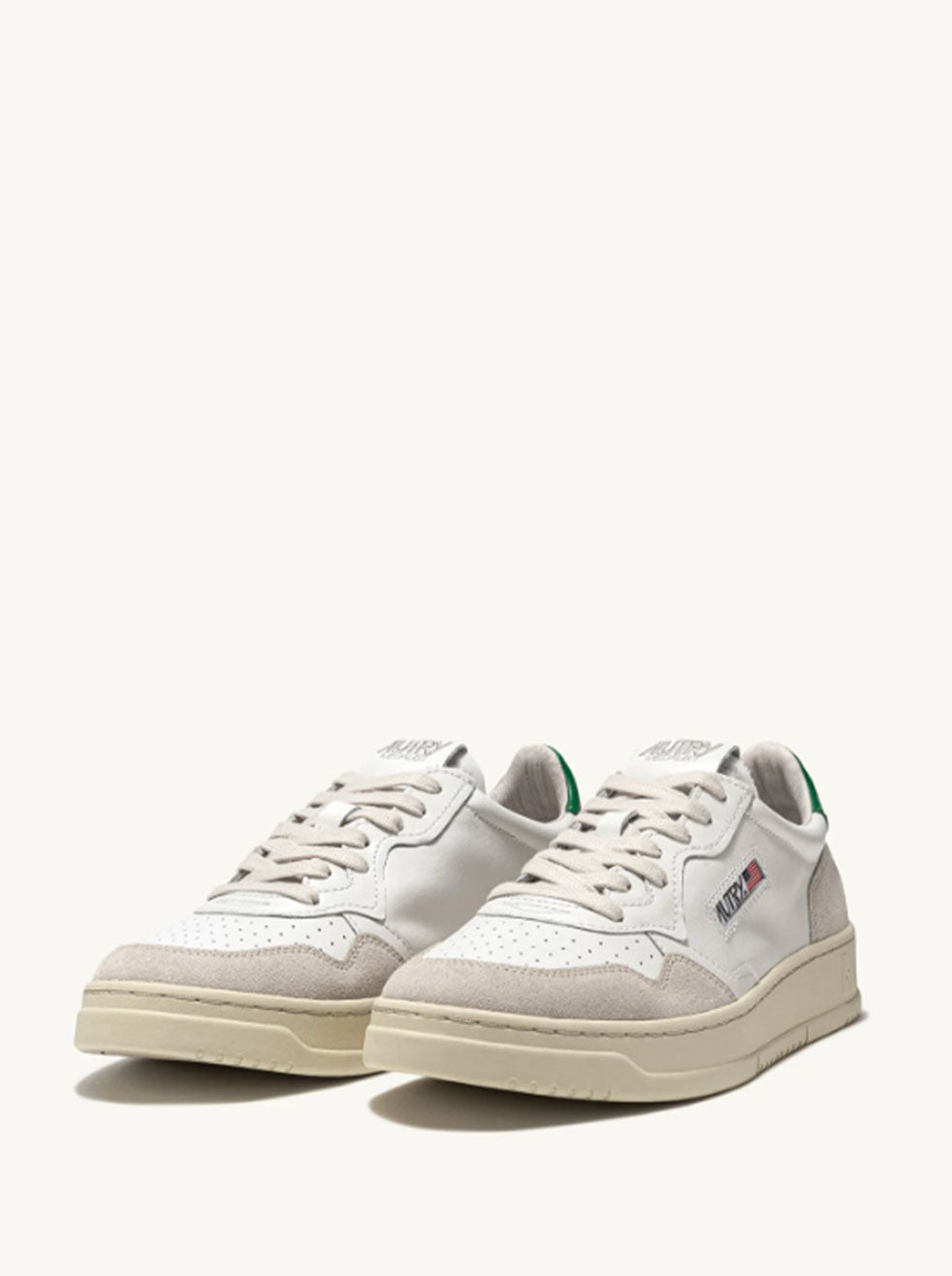 AUTRY - White/Green with Beige Suede