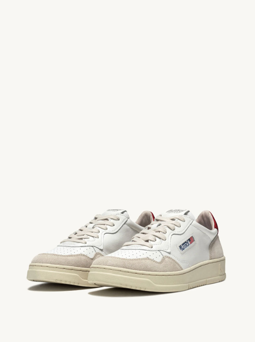 AUTRY - White/Red with Beige Suede