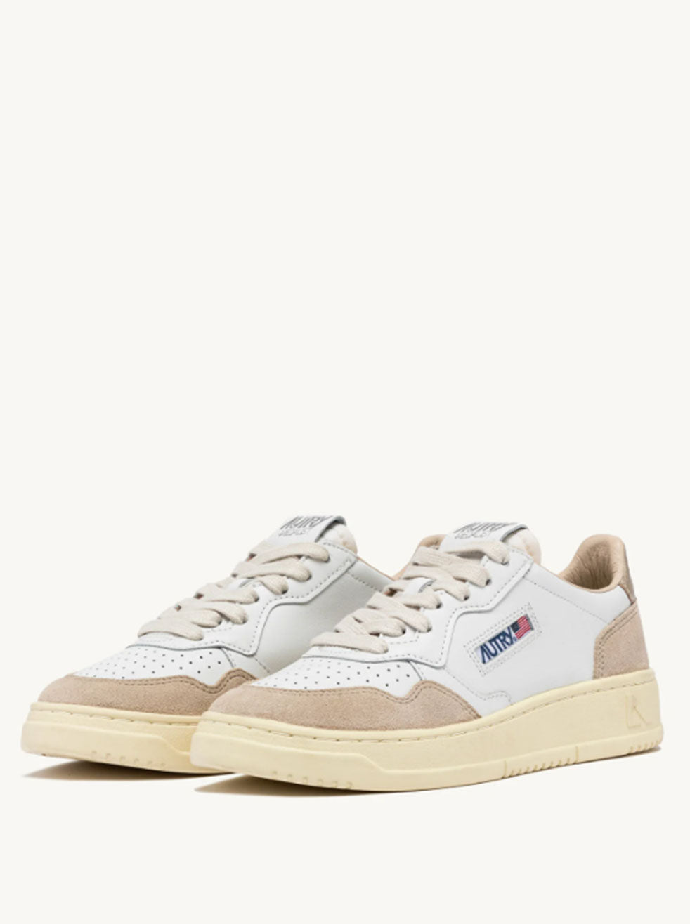 AUTRY - White/Pink/Gold with Beige Suede