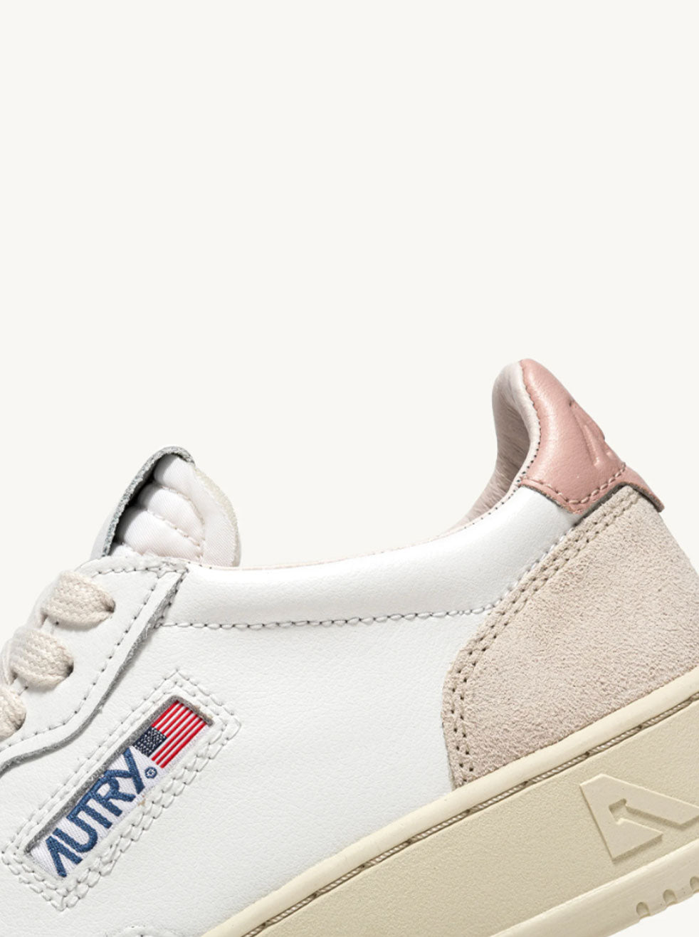AUTRY - White/Pink with Beige Suede