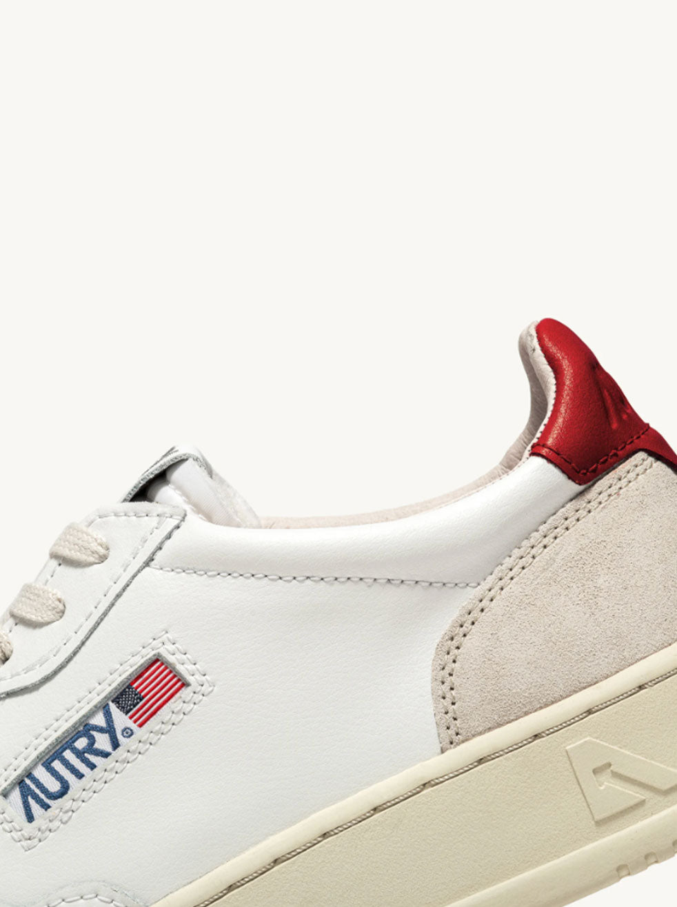 AUTRY - White/Red with Beige Suede