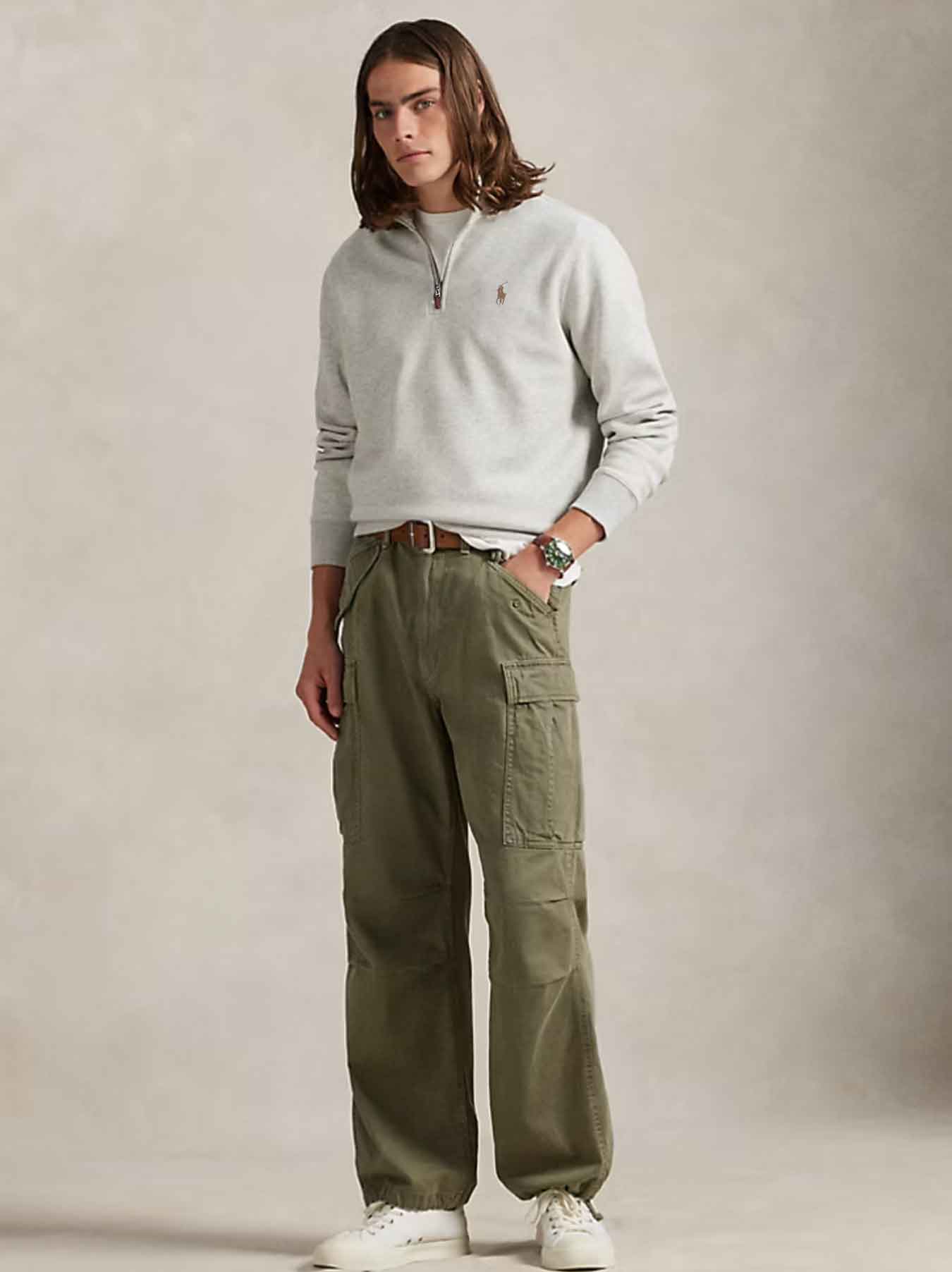 Polo Ralph Lauren - Halb-Reißverschluss Pullover - Hellgrau